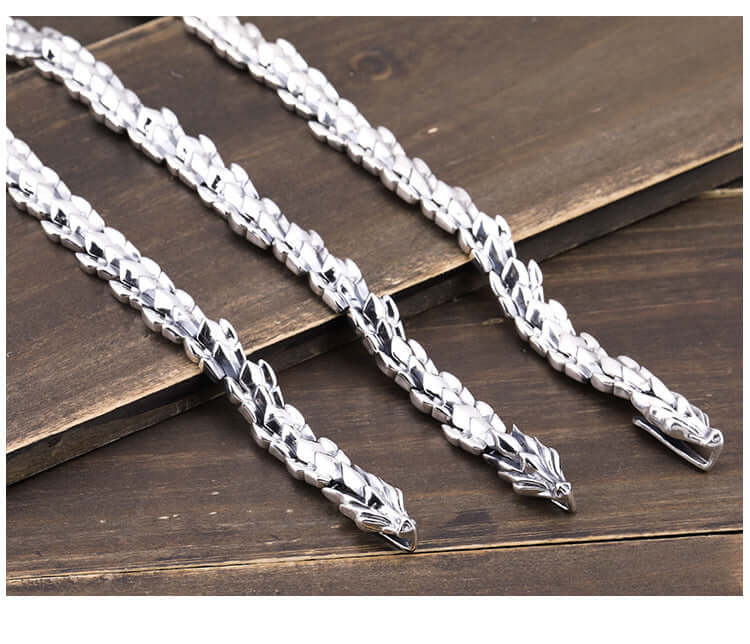 Silber Armband mit Drachenmotiv, 18-22cm