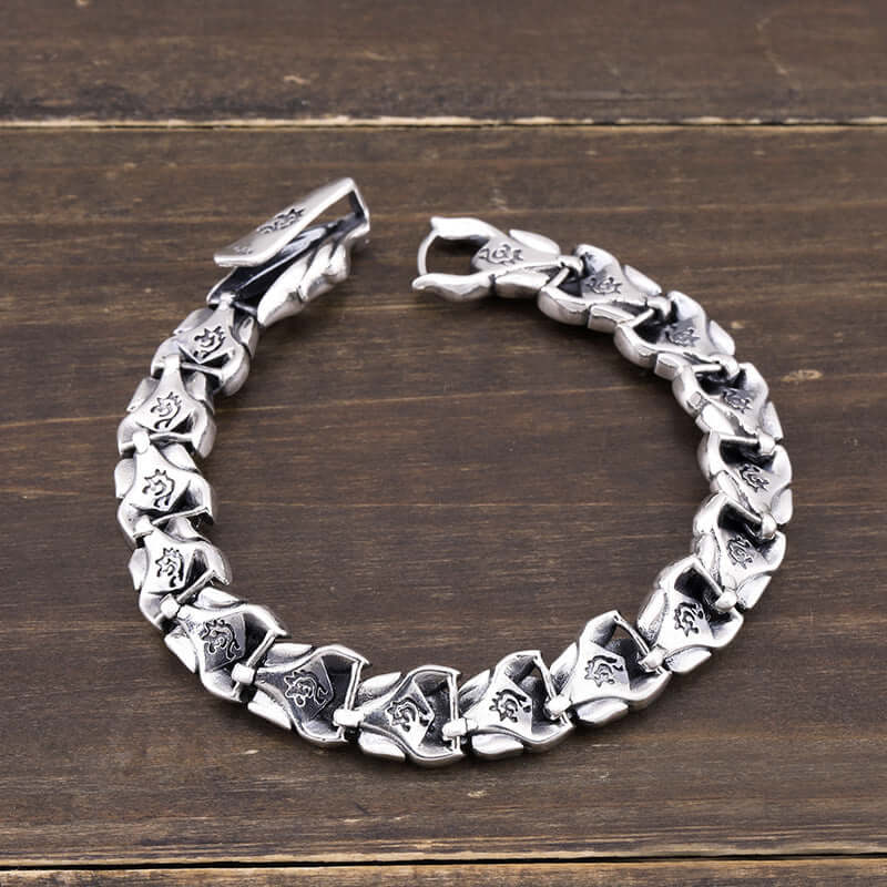 Silber Armband mit Drachenmotiv, 18-22cm