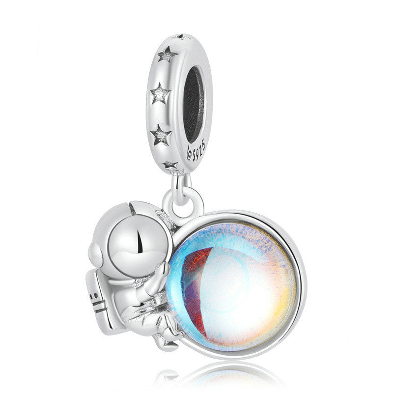 Astronaut, Silber, Anhänger aus 925er Sterling Silber Mond