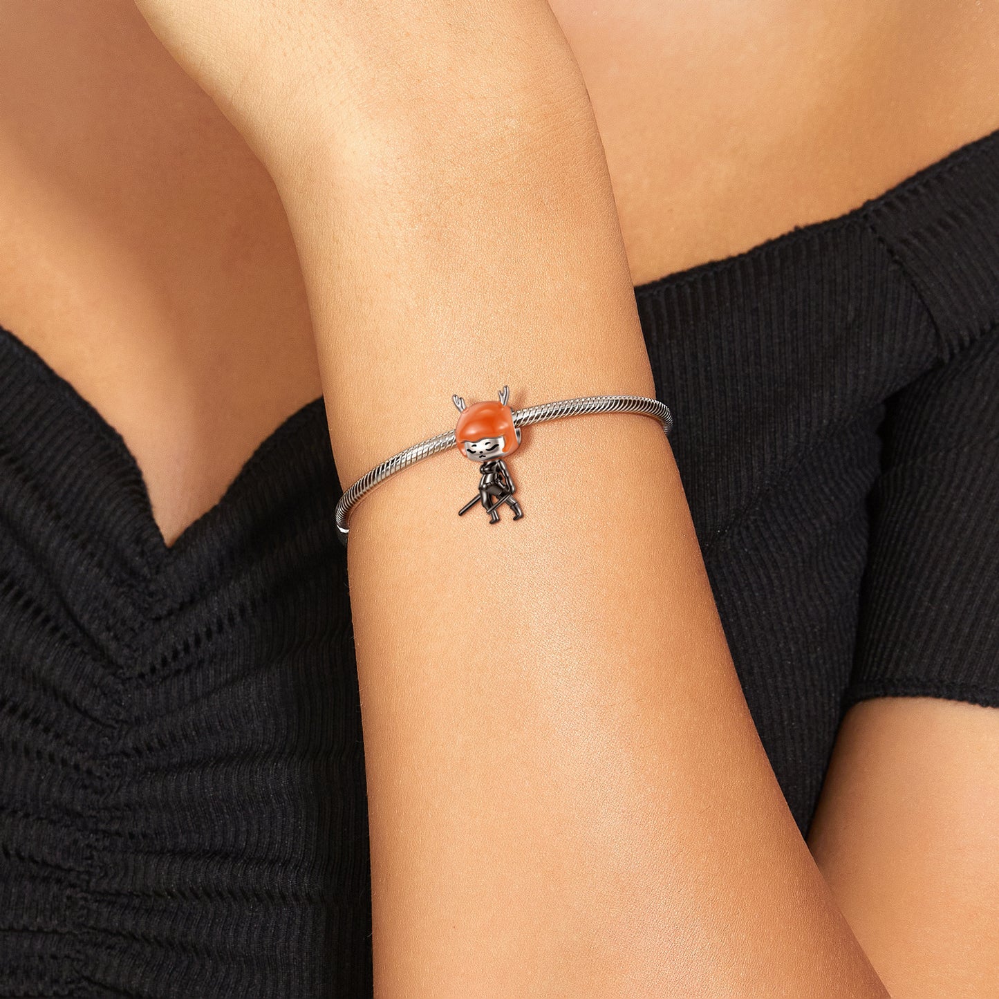 Charm Schmuckanhänger aus S925 Sterlingsilber- Motiv Agent Elfe