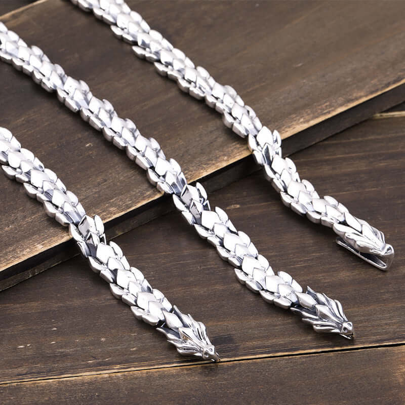 Silber Armband mit Drachenmotiv, 18-22cm