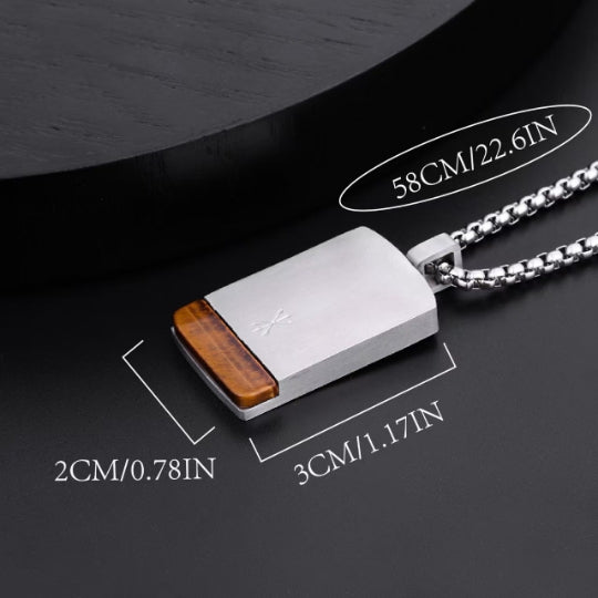 Tigerauge Anhänger - Edler Naturstein in polierter Edelstahlfassung | Zeitloser Look für Damen & Herren