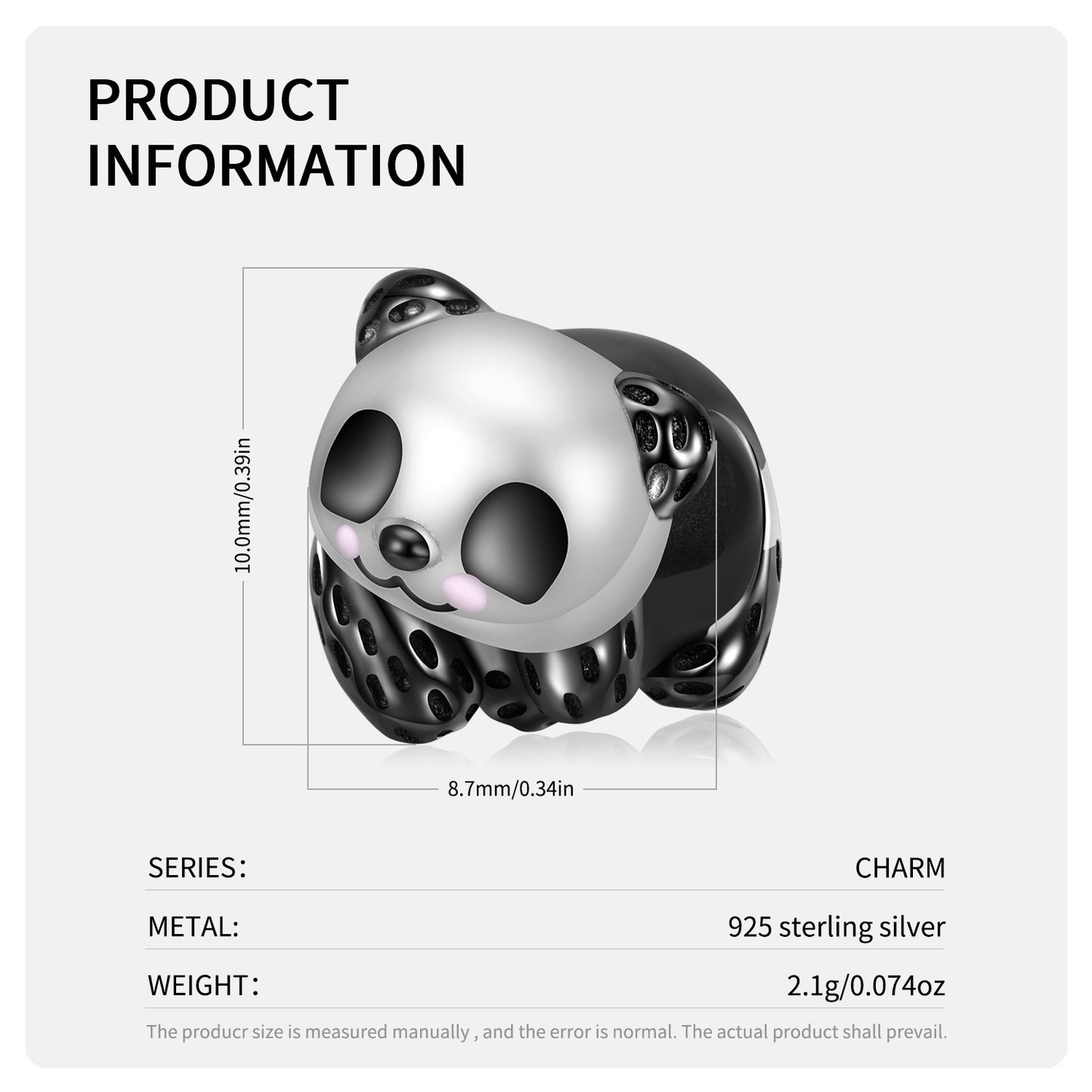 Panda Charm aus S925 Sterlingsilber