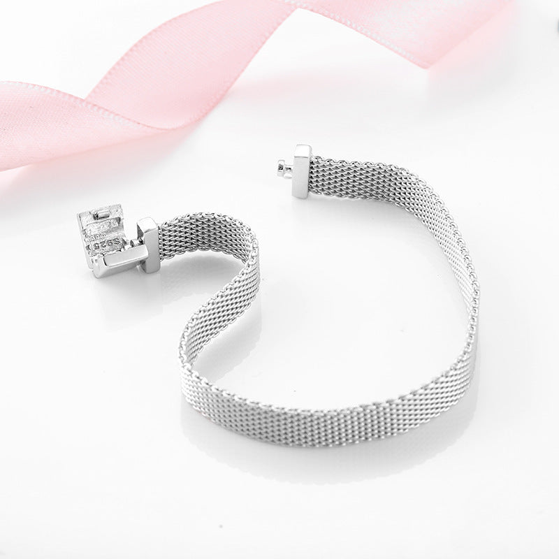 Silberarmband aus S925 Sterlingsilber - Flaches Band