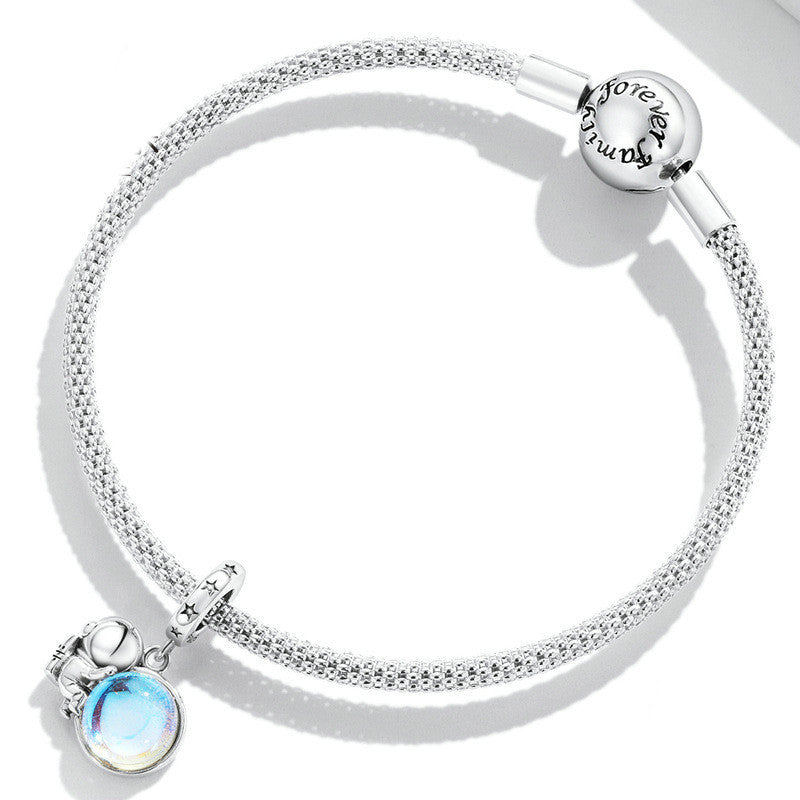Astronaut, Silber, Anhänger aus 925er Sterling Silber Mond