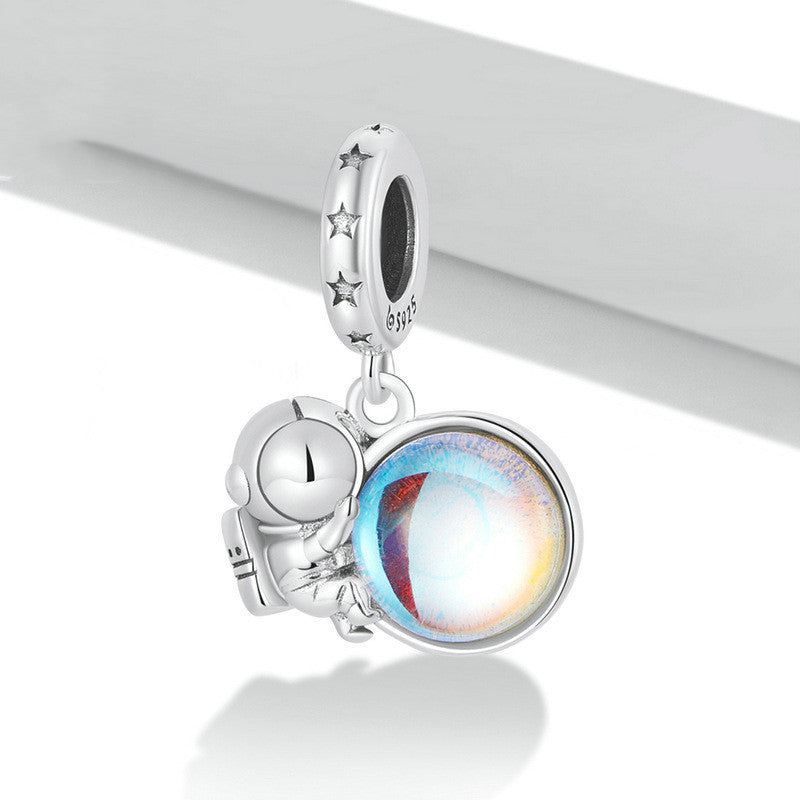 Astronaut, Silber, Anhänger aus 925er Sterling Silber Mond