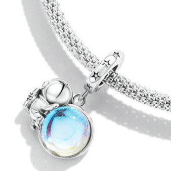 Astronaut, Silber, Anhänger aus 925er Sterling Silber Mond