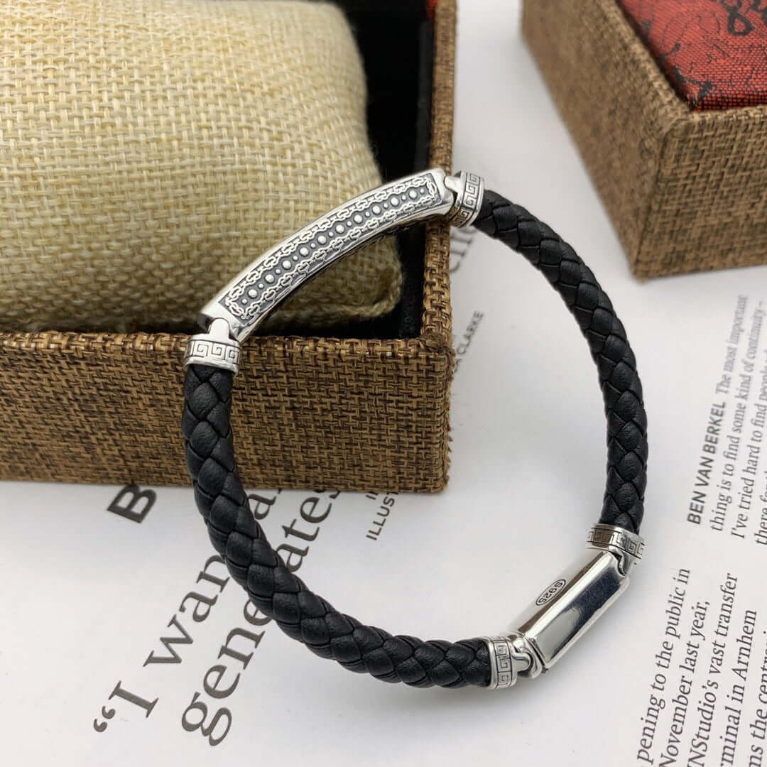 Handgefertigtes Seil- und Silberarmband im Boho Stil
