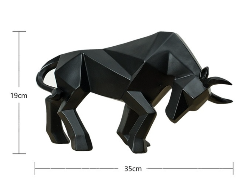 Modern Bull – Geometrische Stier-Skulptur aus Resin für stilvolle Wohn- & Bürodekoration