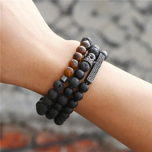 Frosted Lava Stone Unisex Armband - Sternenklare Eleganz