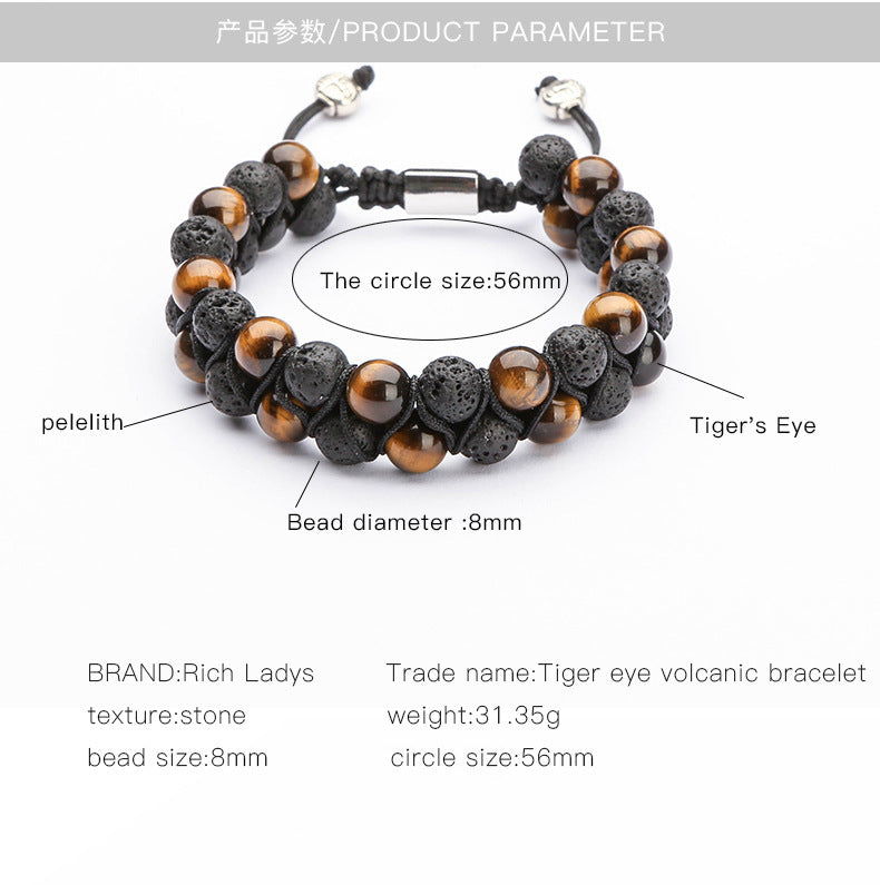 Tiger Eye Stone Volcanic Double-Row – Kraft & Stil