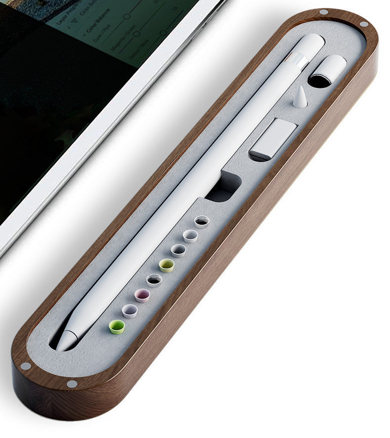 Kompatible Apple Pencil & iPad Stylus Aufbewahrungsbox – Premium Walnuss Holz Stifteetui für Apple Pencil 1. + 2. Generation, Tablet & iPad Pen Case Organizer, Stylus Pen Lagerung