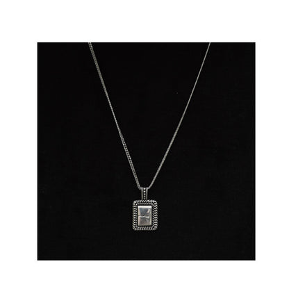 Halskette Square Card mit Obsidian Stein und Serlingsilber