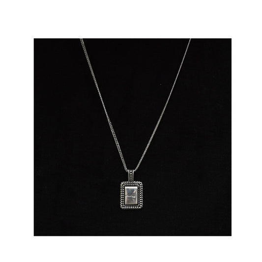 Halskette Square Card mit Obsidian Stein und Serlingsilber