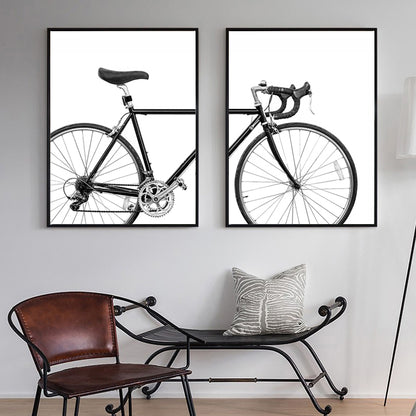 2-teiliges Minimalistisches Leinwand-Poster Set – Modernes Fahrrad Design | 60x90cm