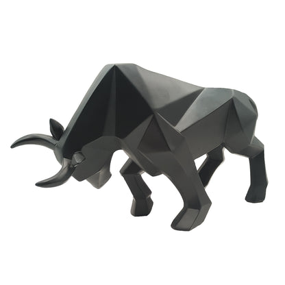 Modern Bull – Geometrische Stier-Skulptur aus Resin für stilvolle Wohn- & Bürodekoration