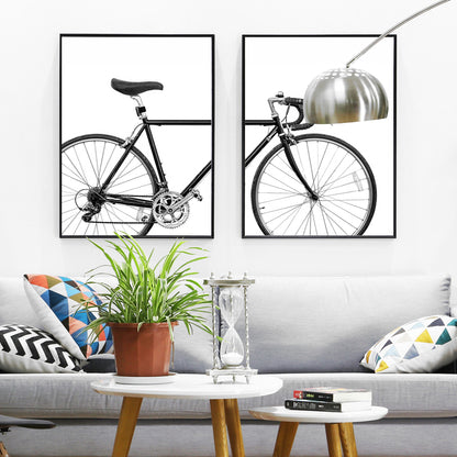 2-teiliges Minimalistisches Leinwand-Poster Set – Modernes Fahrrad Design | 60x90cm