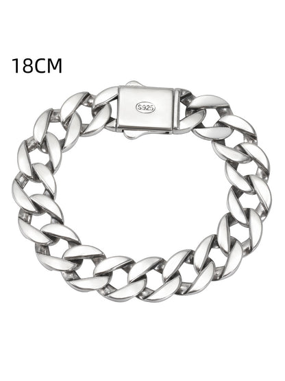 Cuban Armband S925 Sterling Silber, 18cm, robustes Design aus echtem S925 Sterling Silber, 13 mm Breite.
