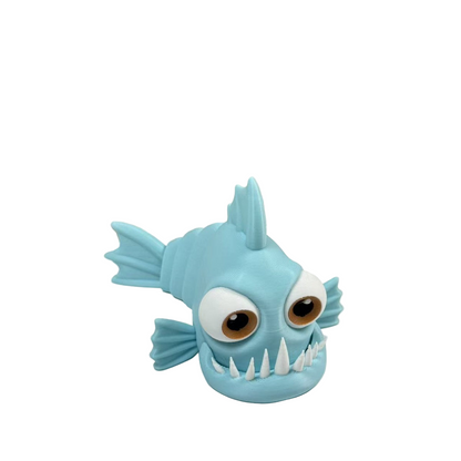 Piranha Deko Figur – Futuristisches Mini-Tiermaskottchen fürs Desk Setup | Gamer & Tech Deko | Stylischer Eyecatcher fürs Büro & Home-Office