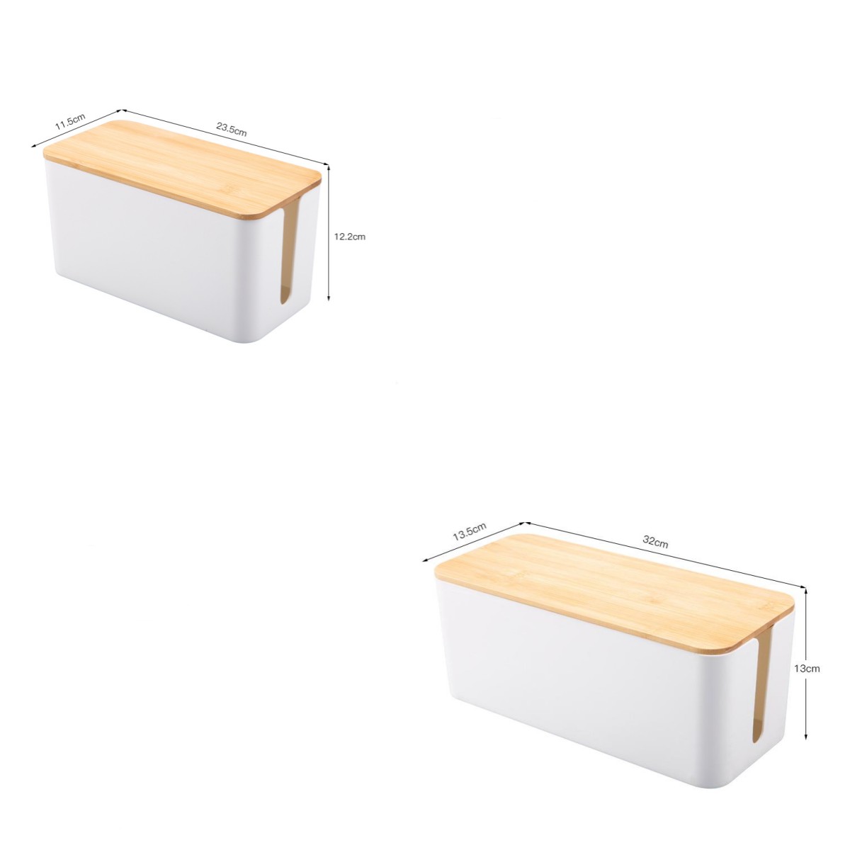 USB-Hub mit Kabelmanagement - Desktop Organizer mit Holz und Kunststoff für Schreibtisch und Kabelorganisation.