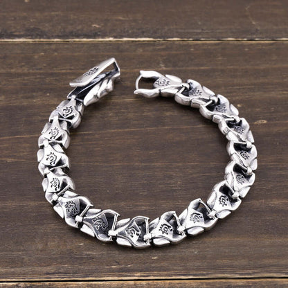 Silber Armband mit Drachenmotiv, 18-22cm