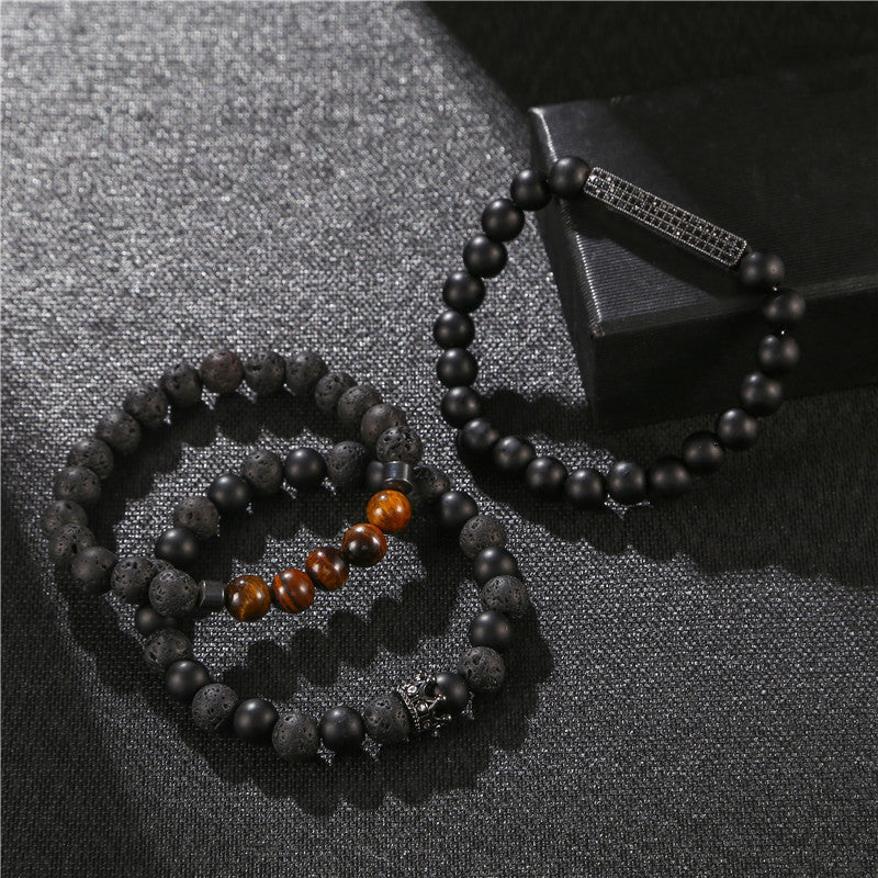 Frosted Lava Stone Unisex Armband - Sternenklare Eleganz