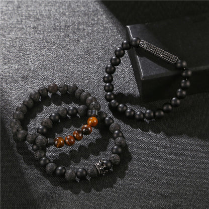 Frosted Lava Stone Unisex Armband - Sternenklare Eleganz