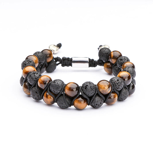 Tiger Eye Stone Volcanic Double-Row – Kraft & Stil