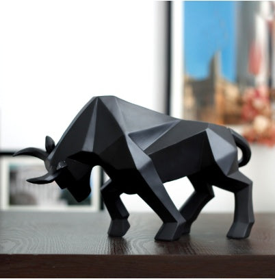 Modern Bull – Geometrische Stier-Skulptur aus Resin für stilvolle Wohn- & Bürodekoration