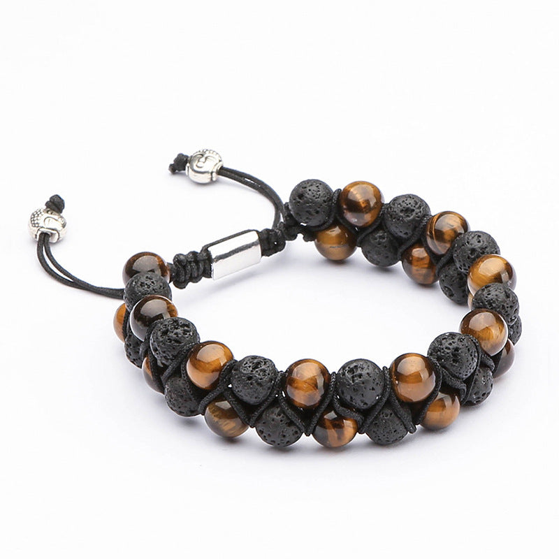 Tiger Eye Stone Volcanic Double-Row – Kraft & Stil