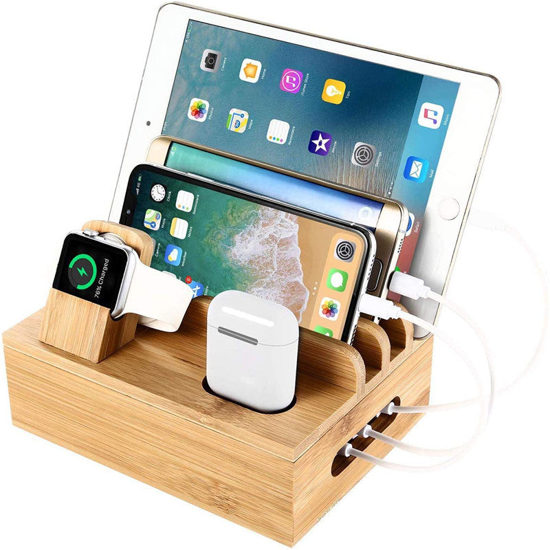 Multifunktionale Smartphone & Tablet-Station aus Bambus