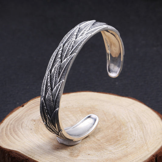 Trendiges Feder-Armband aus 925 Sterlingsilber – Boho Schmuck