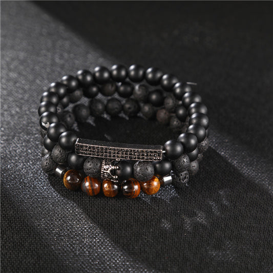 Frosted Lava Stone Unisex Armband - Sternenklare Eleganz