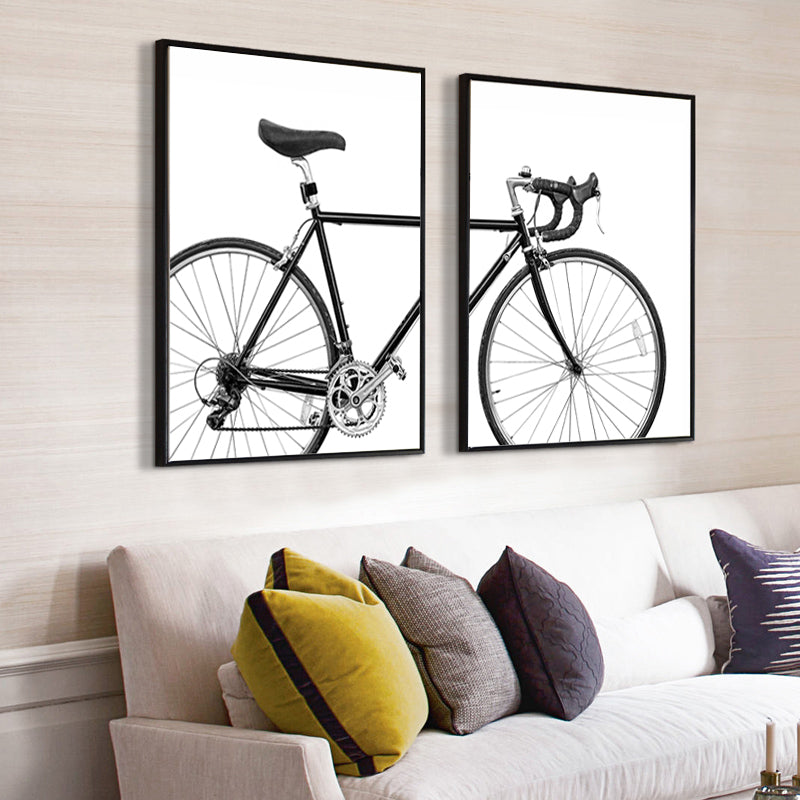 2-teiliges Minimalistisches Leinwand-Poster Set – Modernes Fahrrad Design | 60x90cm