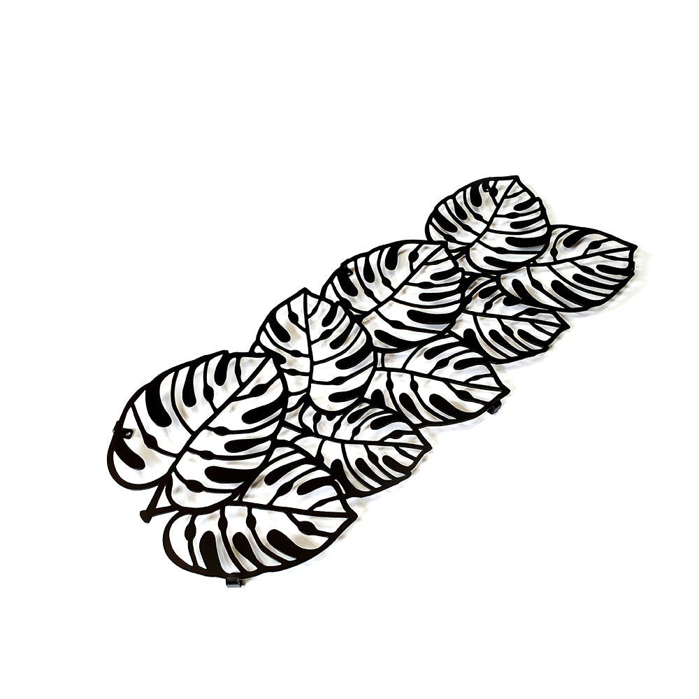 Monstera Wandgarderobe aus dickem pulverbeschichtetem Stahl, 900x362 mml, inkl. Dübel & Schrauben