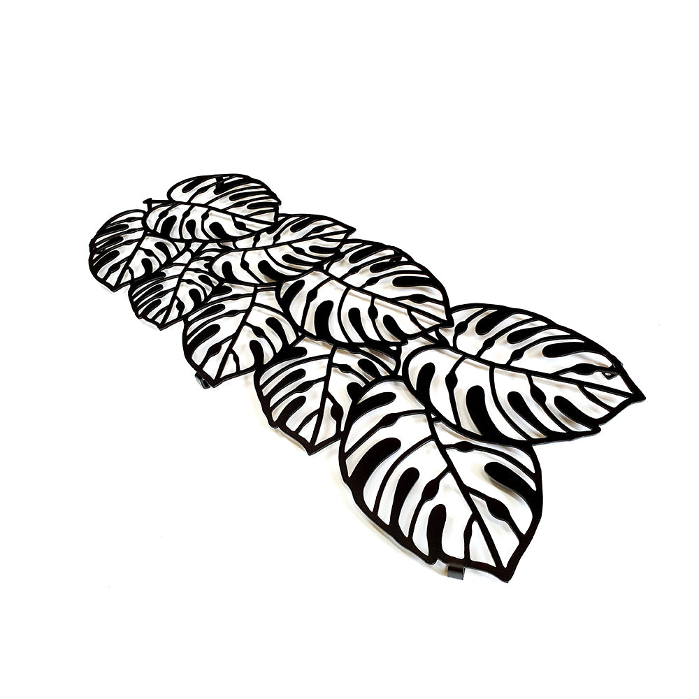 Monstera Wandgarderobe aus dickem pulverbeschichtetem Stahl, 900x362 mml, inkl. Dübel & Schrauben