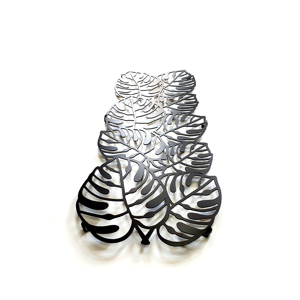 Monstera Wandgarderobe aus dickem pulverbeschichtetem Stahl, 900x362 mml, inkl. Dübel & Schrauben