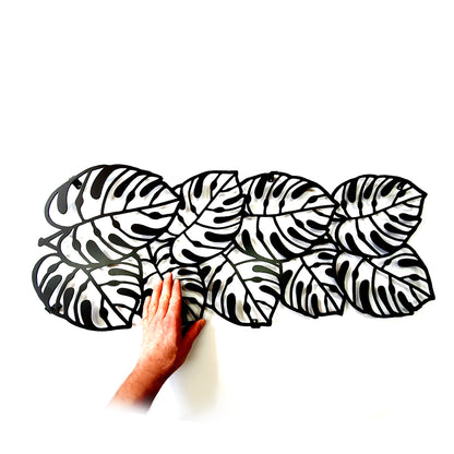 Monstera Wandgarderobe aus dickem pulverbeschichtetem Stahl, 900x362 mml, inkl. Dübel & Schrauben