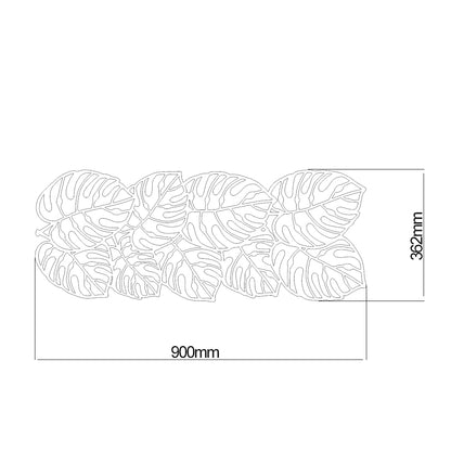Monstera Wandgarderobe aus dickem pulverbeschichtetem Stahl, 900x362 mml, inkl. Dübel & Schrauben