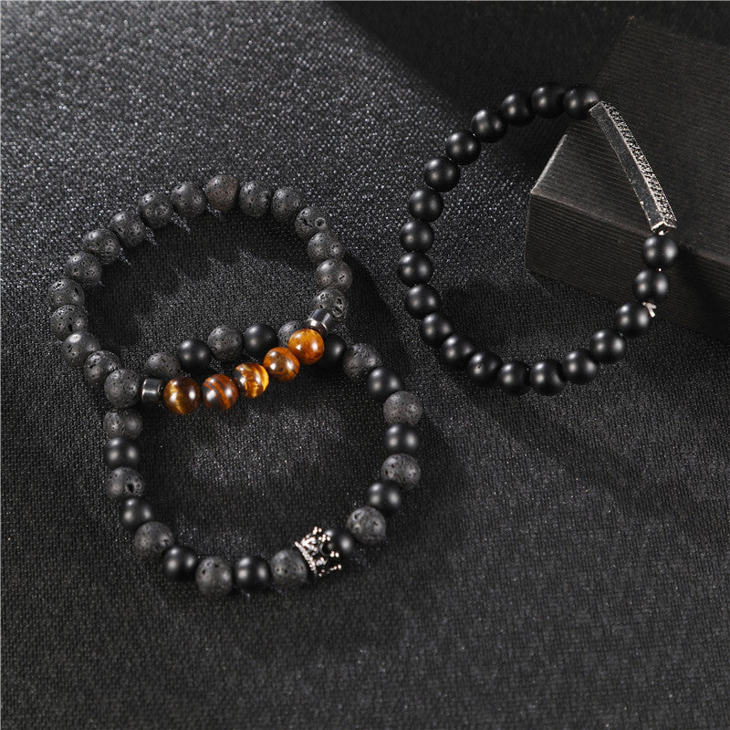 Frosted Lava Stone Unisex Armband - Sternenklare Eleganz