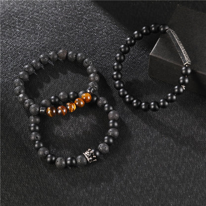 Frosted Lava Stone Unisex Armband - Sternenklare Eleganz