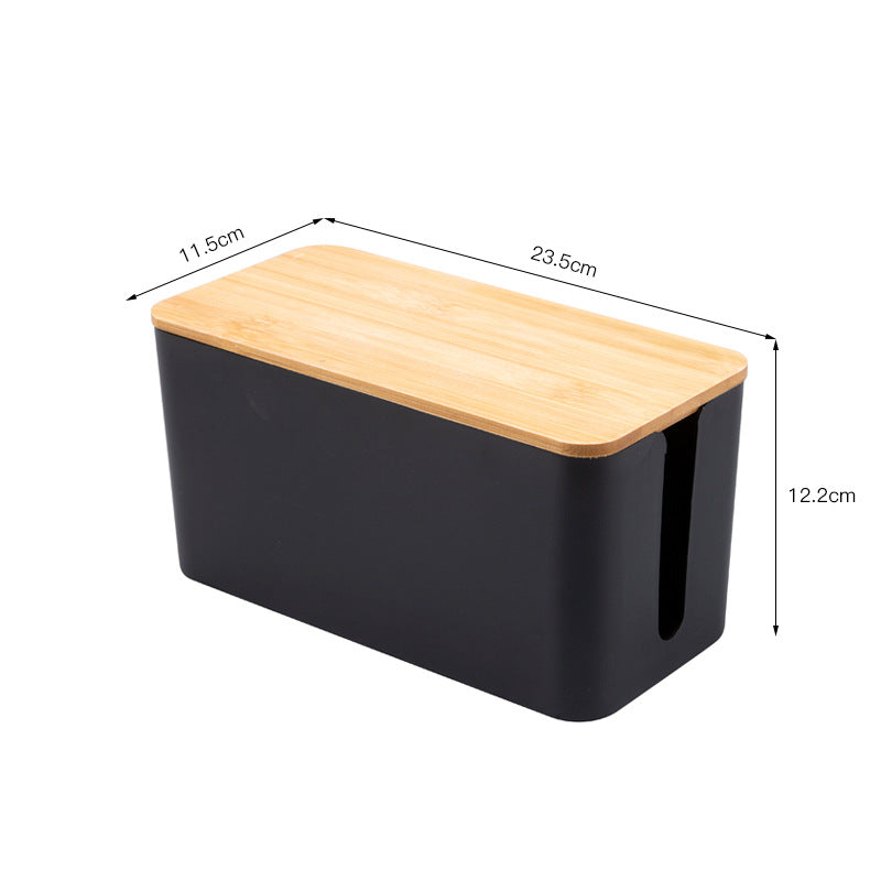 USB-Hub mit Kabelmanagement, praktischer Desktop Organizer aus Holz und Kunststoff für Kabel und Zubehör.