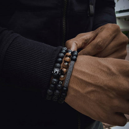 Frosted Lava Stone Unisex Armband - Sternenklare Eleganz