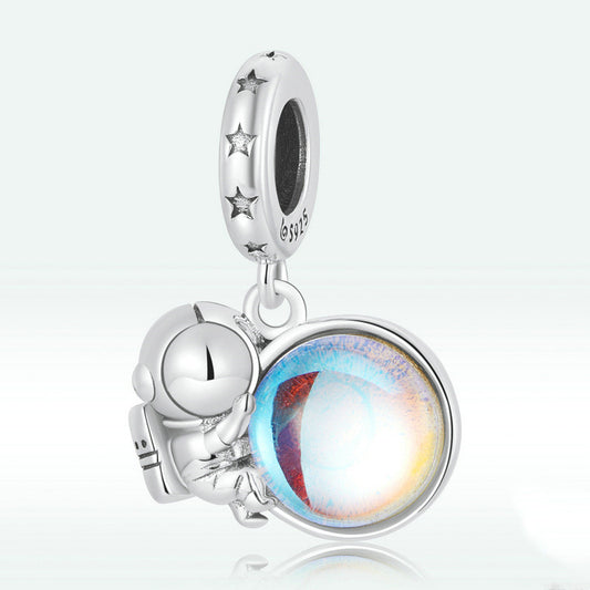 Astronaut, Silber, Anhänger aus 925er Sterling Silber Mond