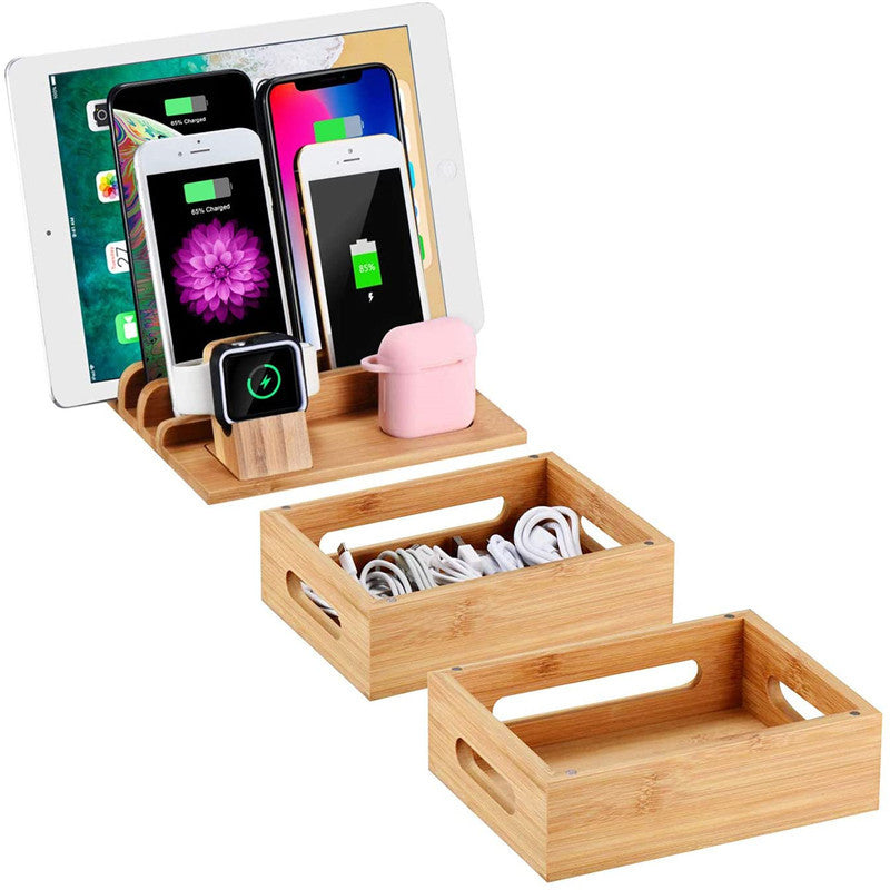 Multifunktionale Smartphone & Tablet-Station aus Bambus