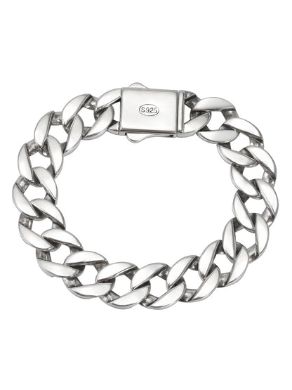 Cuban Armband S925 Sterling Silber, 13 mm breites Armband aus echtem Sterling Silber mit robustem Design.