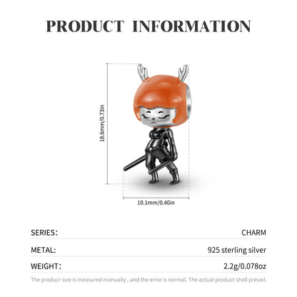 Charm Schmuckanhänger aus S925 Sterlingsilber- Motiv Agent Elfe