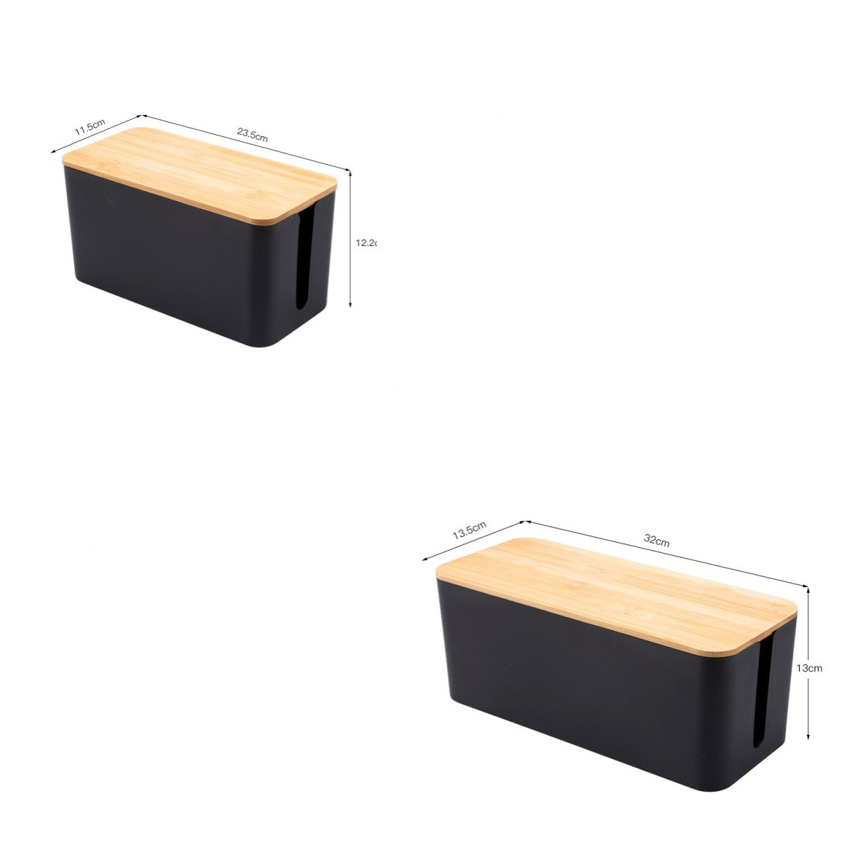 USB-Hub mit Kabelmanagement für Schreibtisch und Arbeitsplatz, Organizer mit Holzplatte und Kabelmanagement-Funktion.