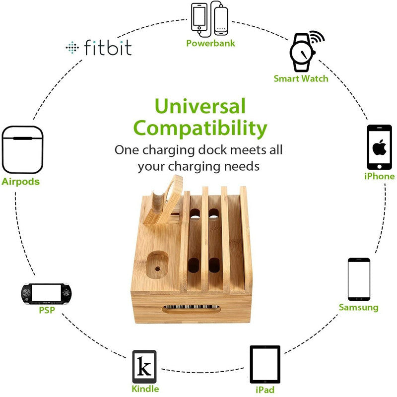 Multifunktionale Smartphone & Tablet-Station aus Bambus