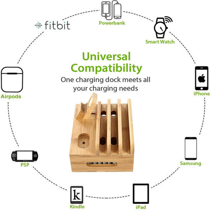 Multifunktionale Smartphone & Tablet-Station aus Bambus